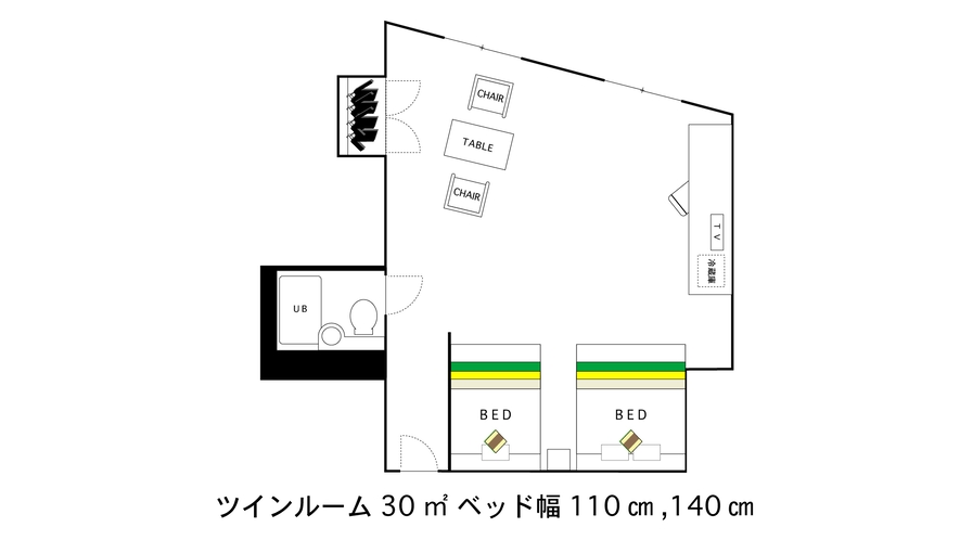 ツインベッドルーム　間取り図