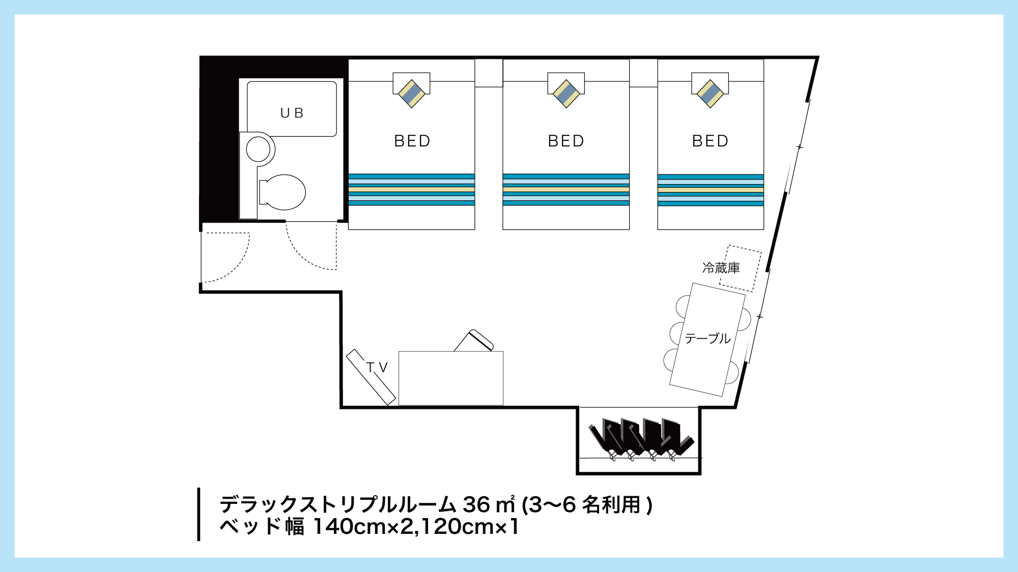 【デラックストリプルルーム　間取りイメージ】