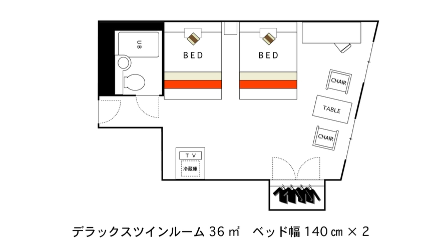 デラックスツインルーム　間取り図