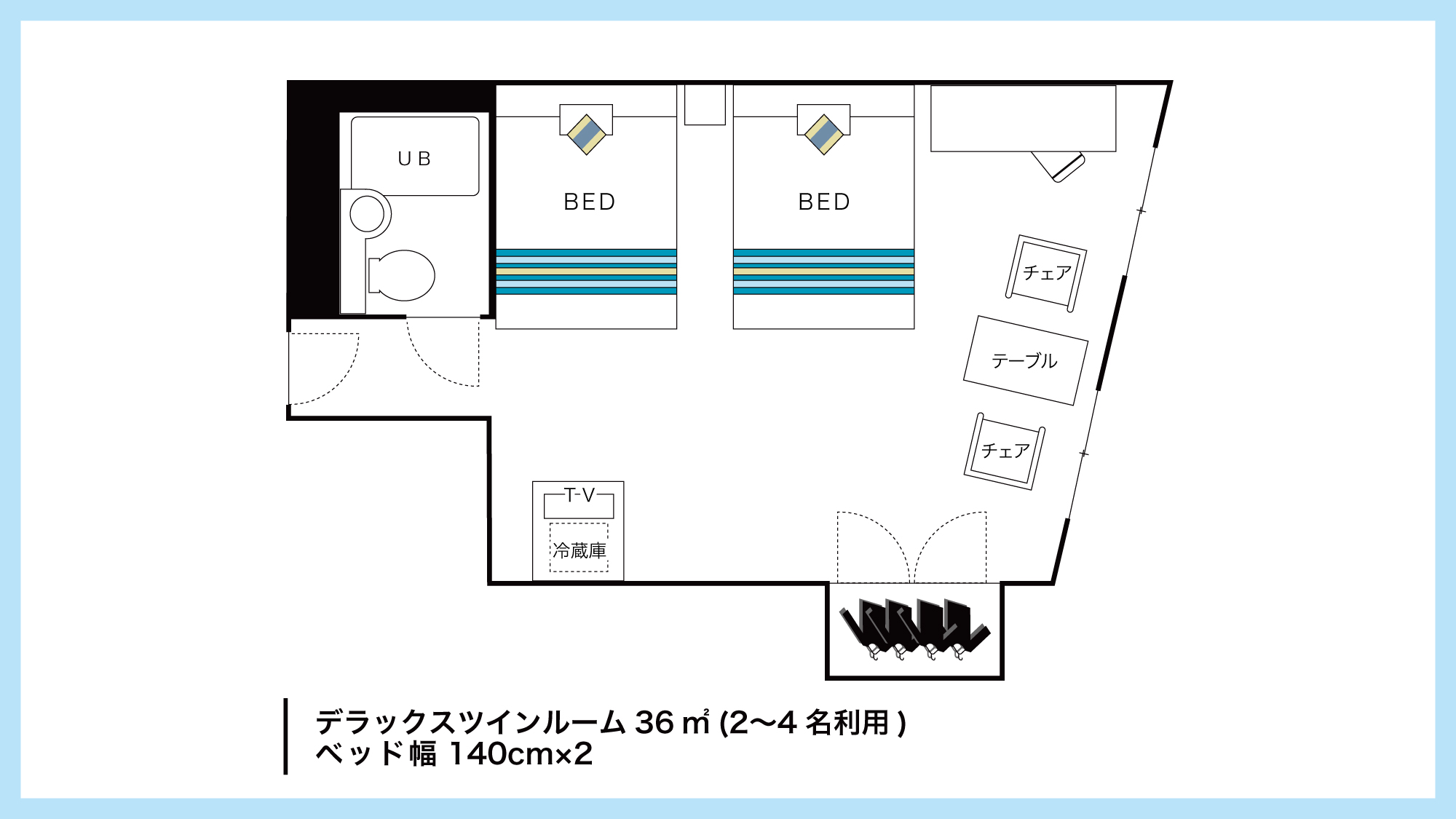 【デラックスツインルーム　間取りイメージ】