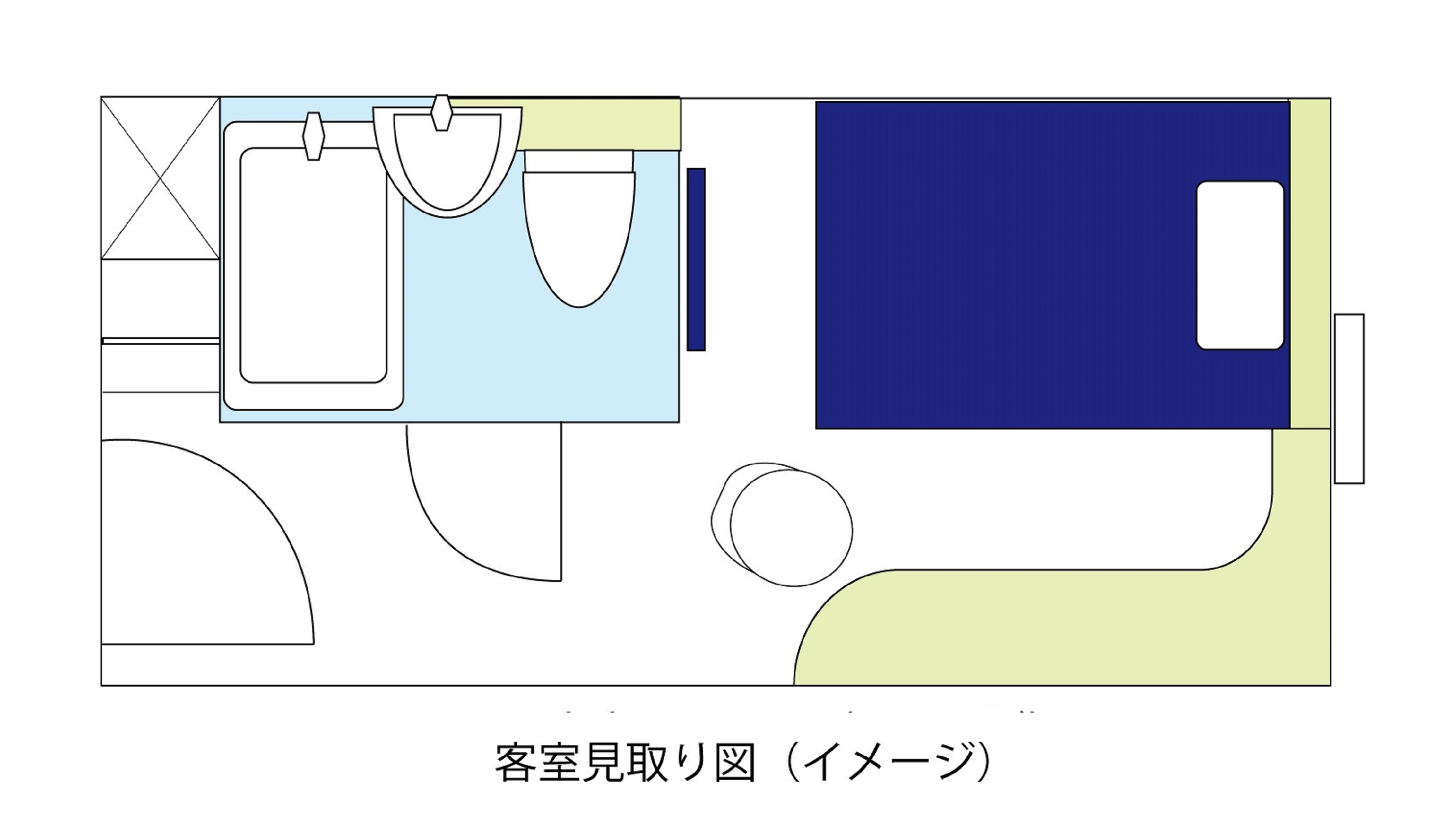 モデレートダブル13平米／140cm幅ベッド見取り図