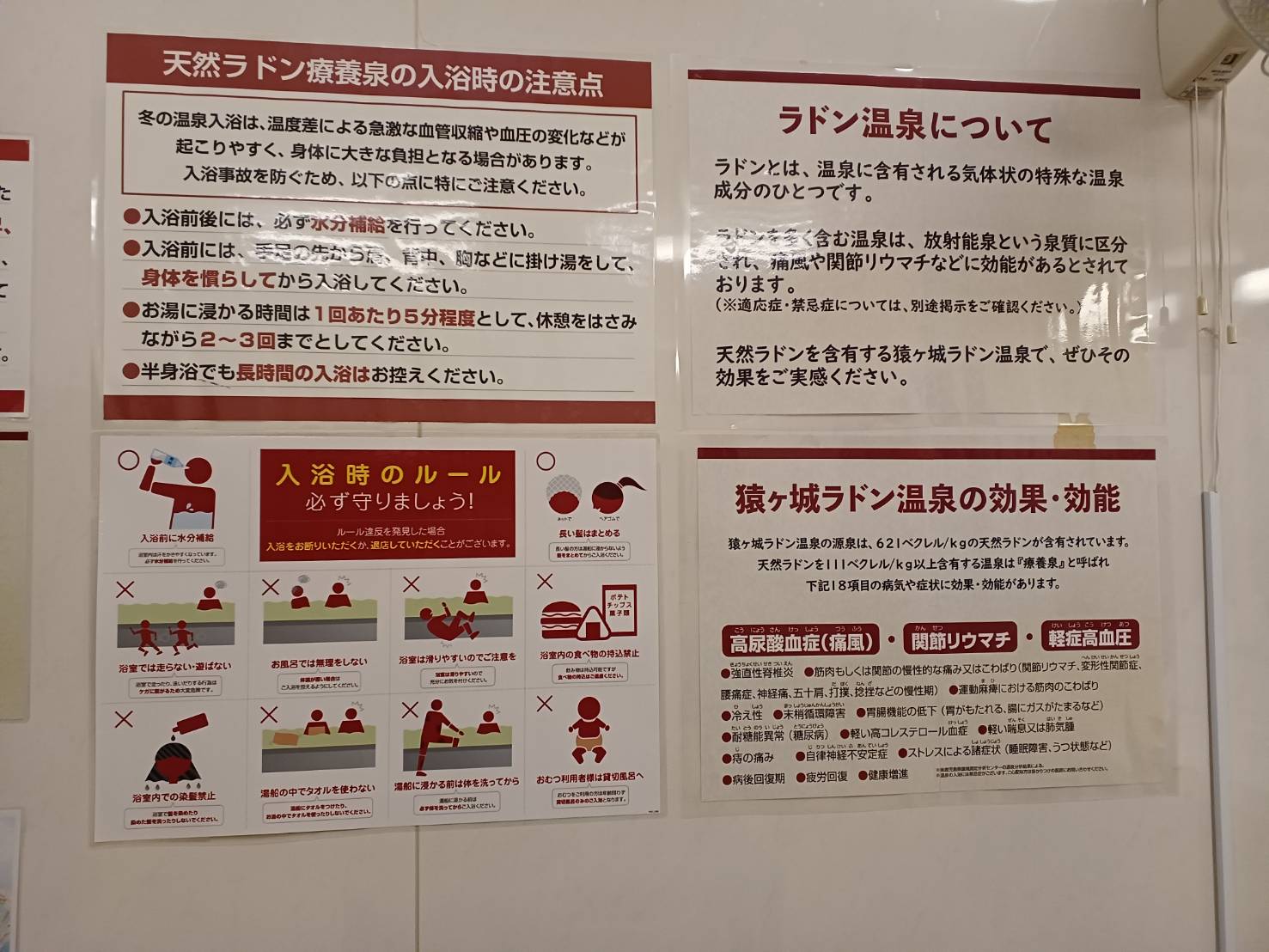 猿ヶ城ラドン温泉　効能