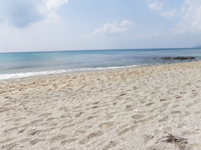 ビラビーチ（当館から歩いて5分）。お部屋から砂浜までのお散歩もおススメです。