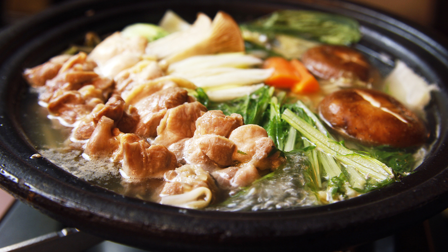 ◆冬季限定◆茨城の地鶏ブランド≪奥久慈しゃも≫のあったか鶏鍋と温泉で心も体もぽっかぽか【特典付き】