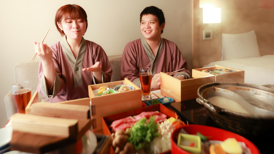 ★お部屋食で安心滞在★≪カップル応援≫須雲川VIEW36平米ツイン客室へグレードUP