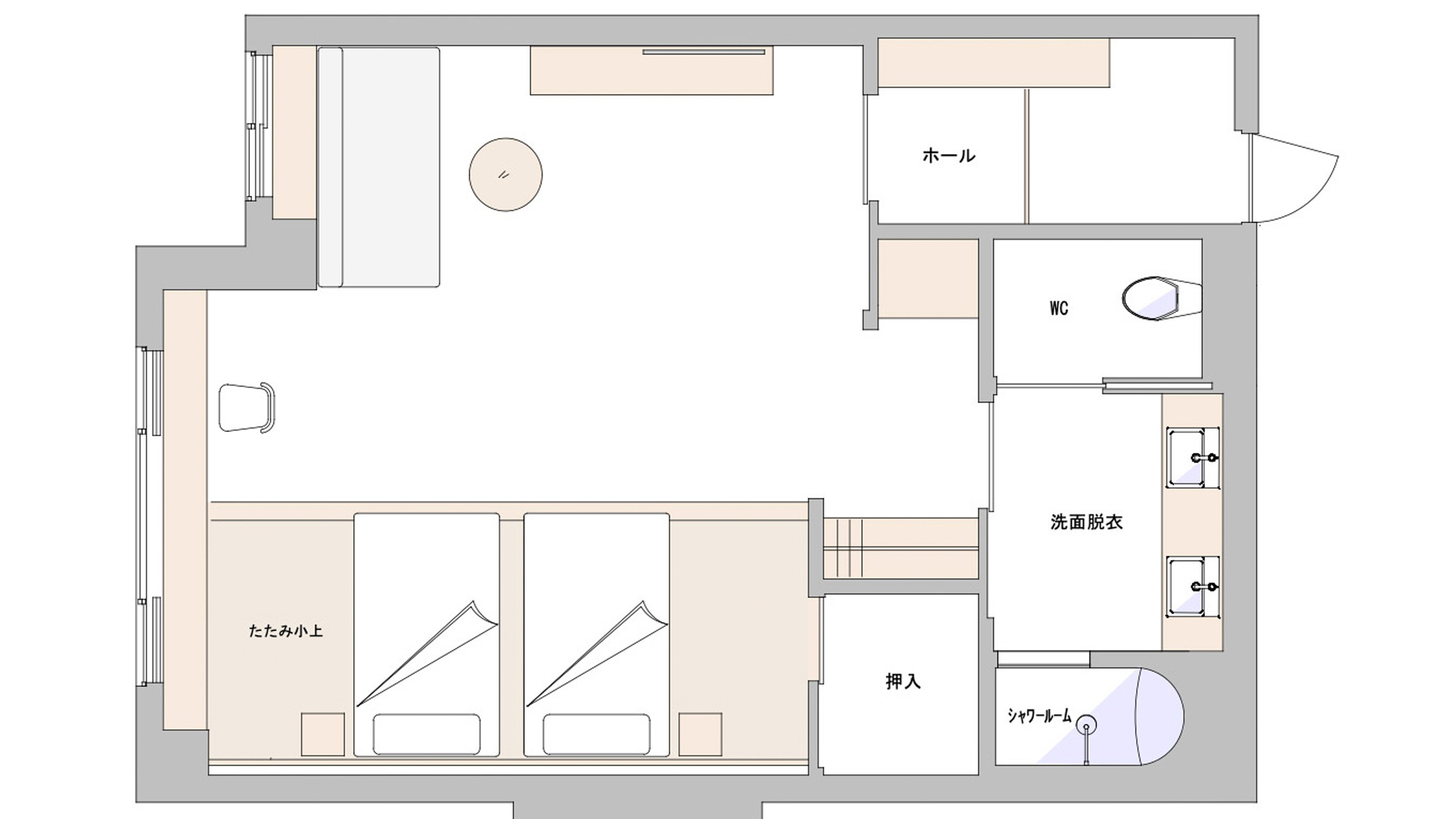 花尾館「新客室３１０」和洋室タイプ