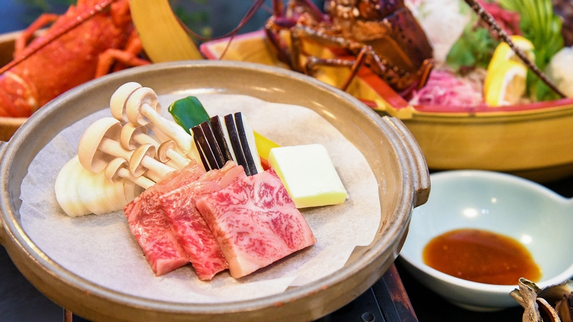 【入園券付】イルカランド入園券＆伊勢海老＆かごしま黒豚＆鹿児島黒牛の陶板焼きプラン！2食付
