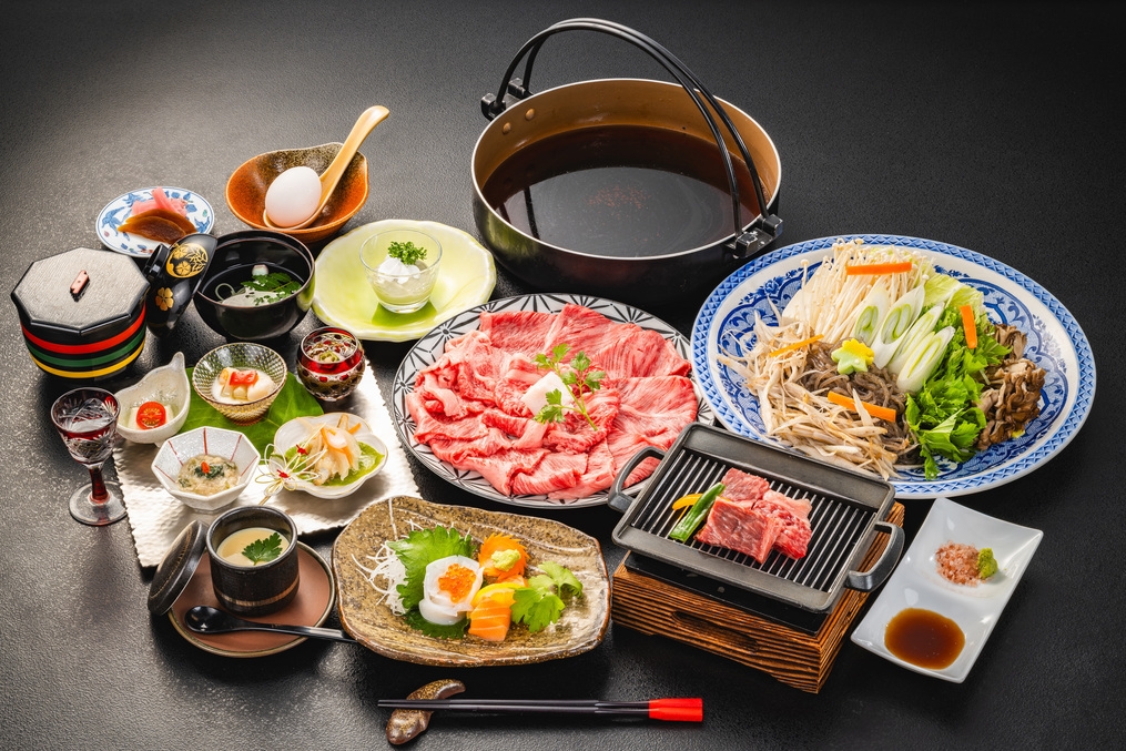 【個室食】◆岡山ブランド和牛◆贅沢お肉料理・千屋牛ステーキ＆なぎビーフすき焼き