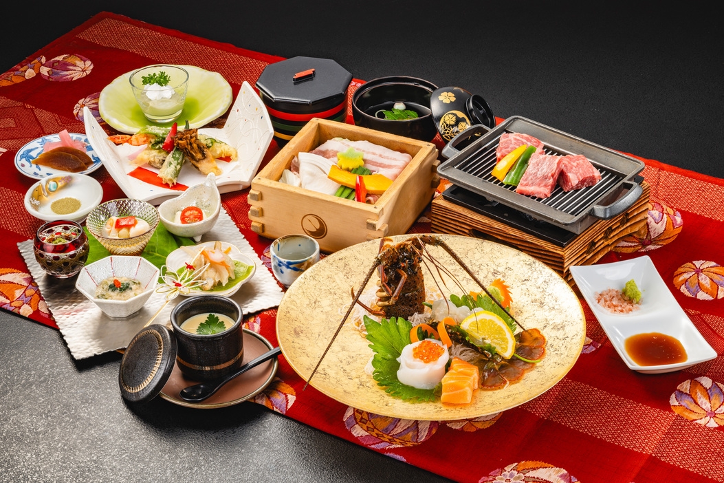 【個室食】料理長厳選「伊勢海老造り＆岡山和牛ステーキ＆日本酒蒸籠蒸し」豪華・松会席