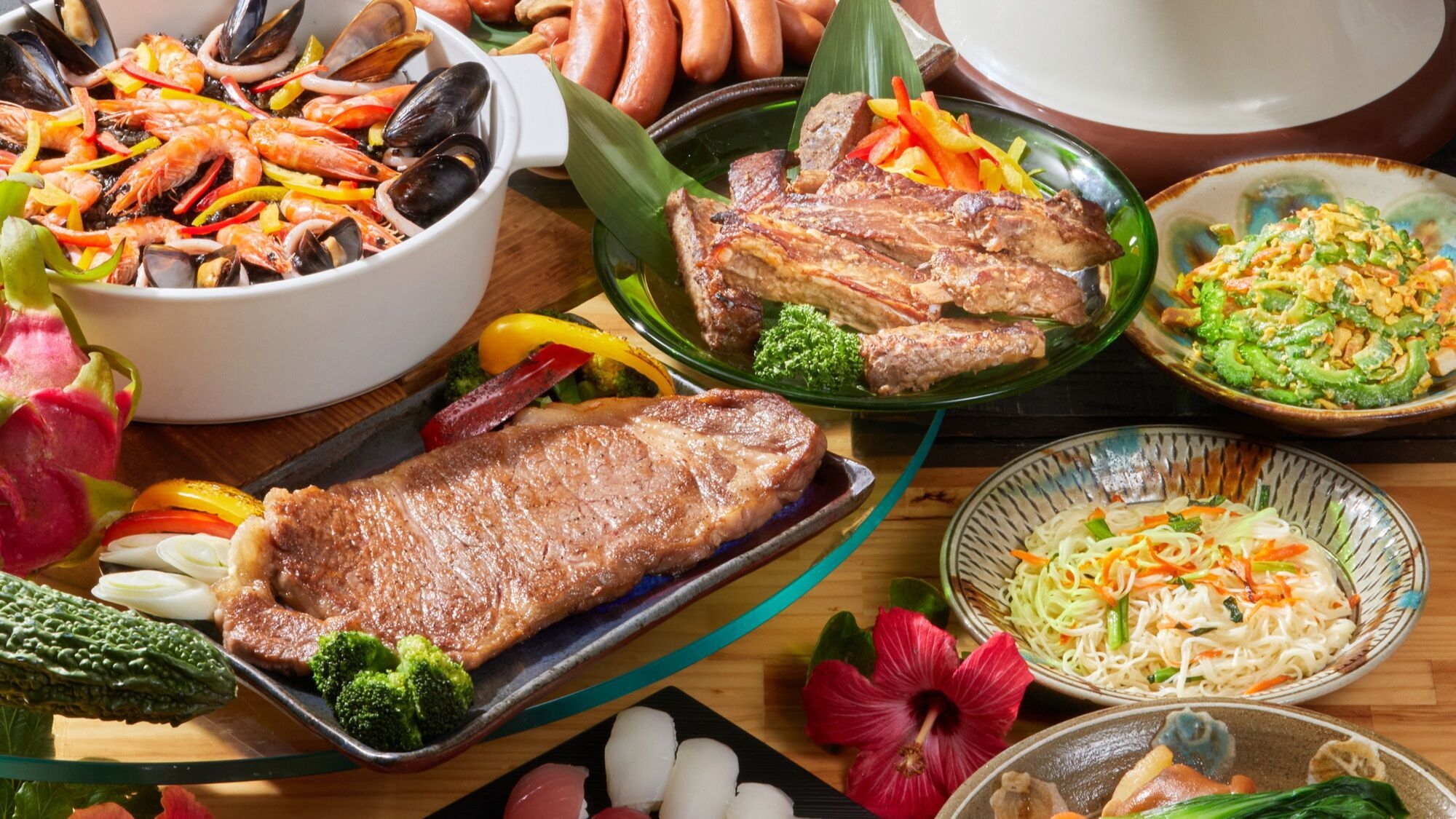 【夏限定☆】もとぶ牛ステーキ食べ放題＋90分飲み放題♪特別ディナー！（夕朝食付）