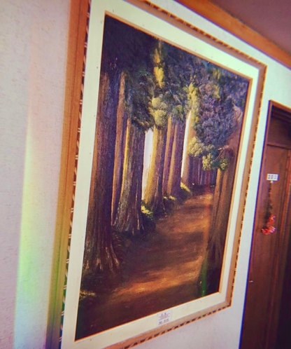 客室廊下日光杉並木油絵
