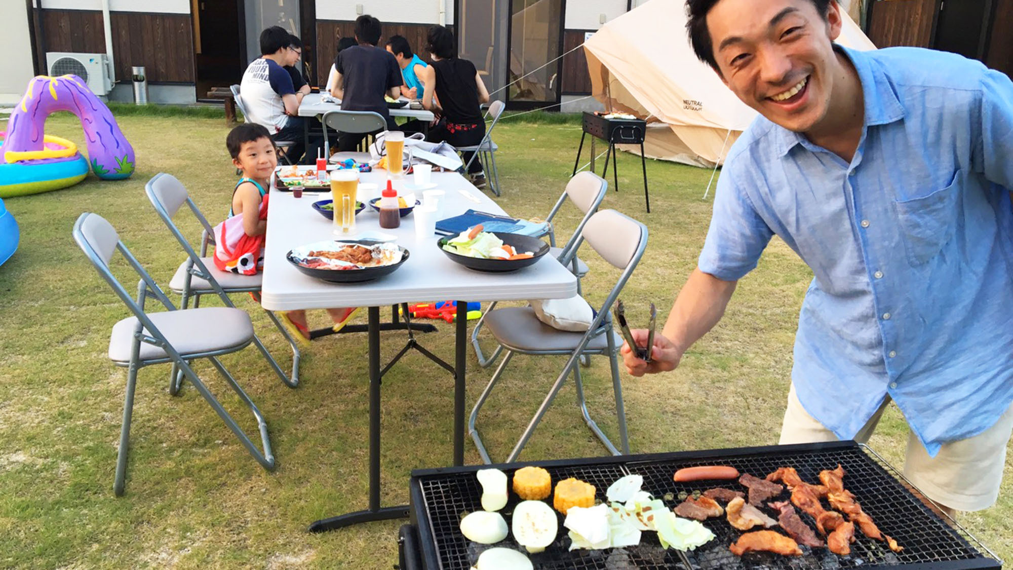 「1泊2食付き：近江牛のBBQ」地元のブランド牛を使った贅沢BBQを楽しもう！飲み放題オプション有