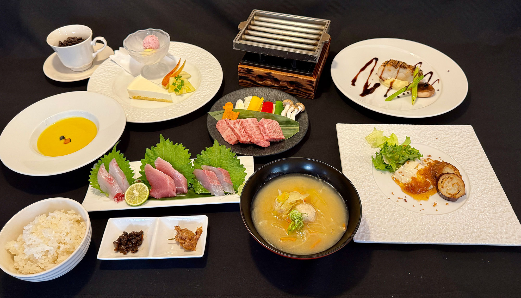 境港鮮魚の船盛と鳥取和牛のよくばりフルコースディナー(2026年3月〜)