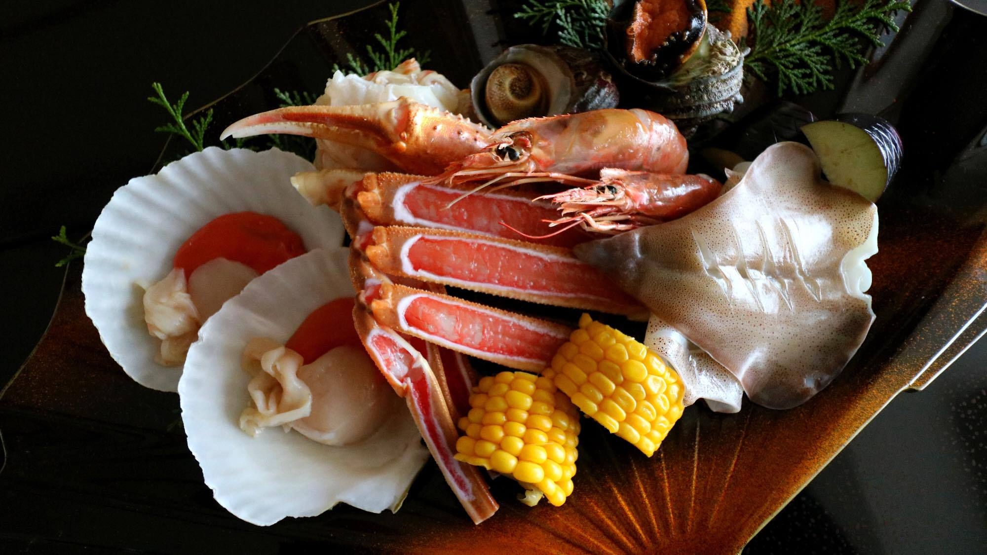 【海鮮焼コース】現役漁師が厳選した海鮮焼き × お造り盛り合わせ｜個室お食事処｜全室オーシャンビュー