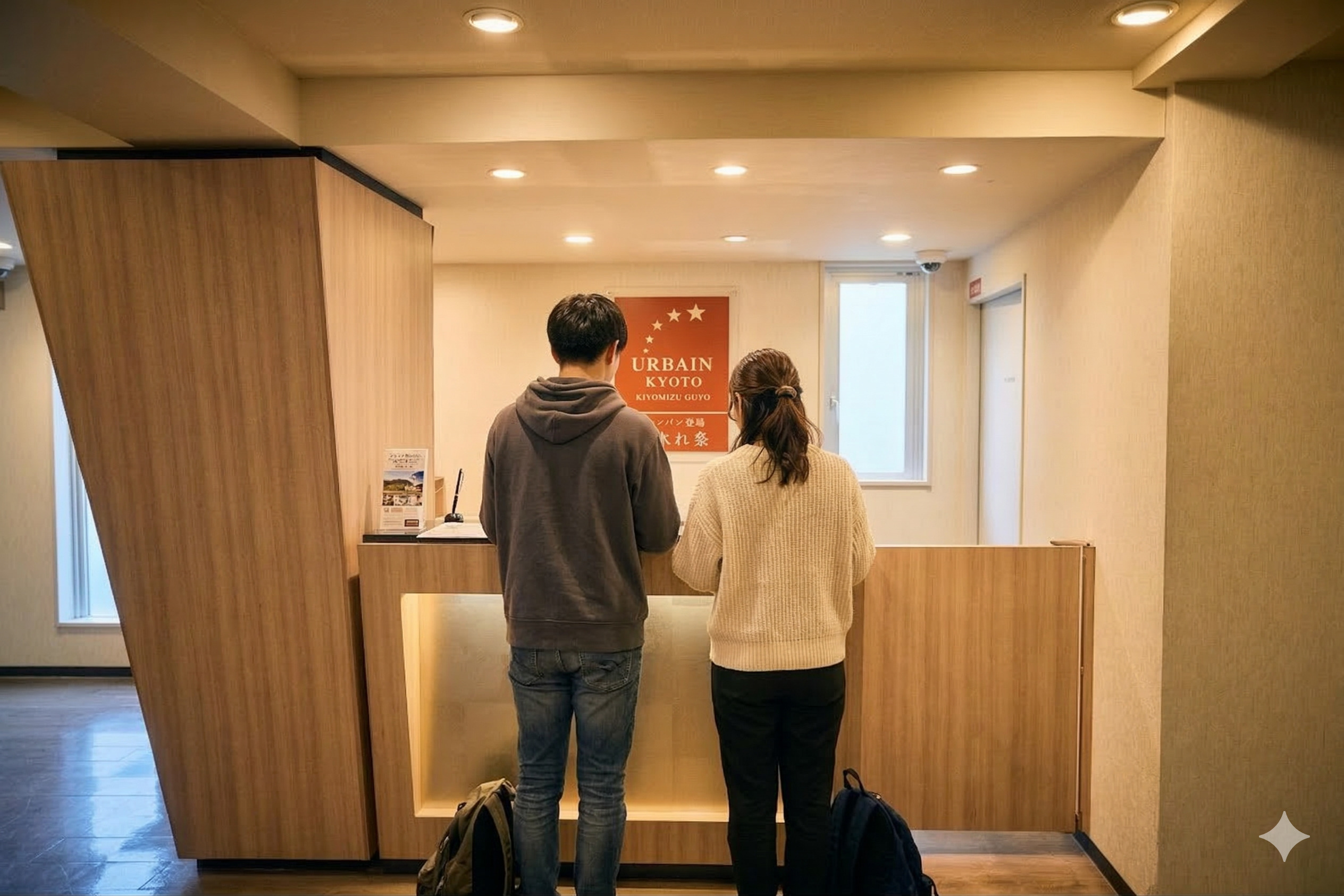 フロントのご利用イメージ。こちらにてチェックインを承っております。