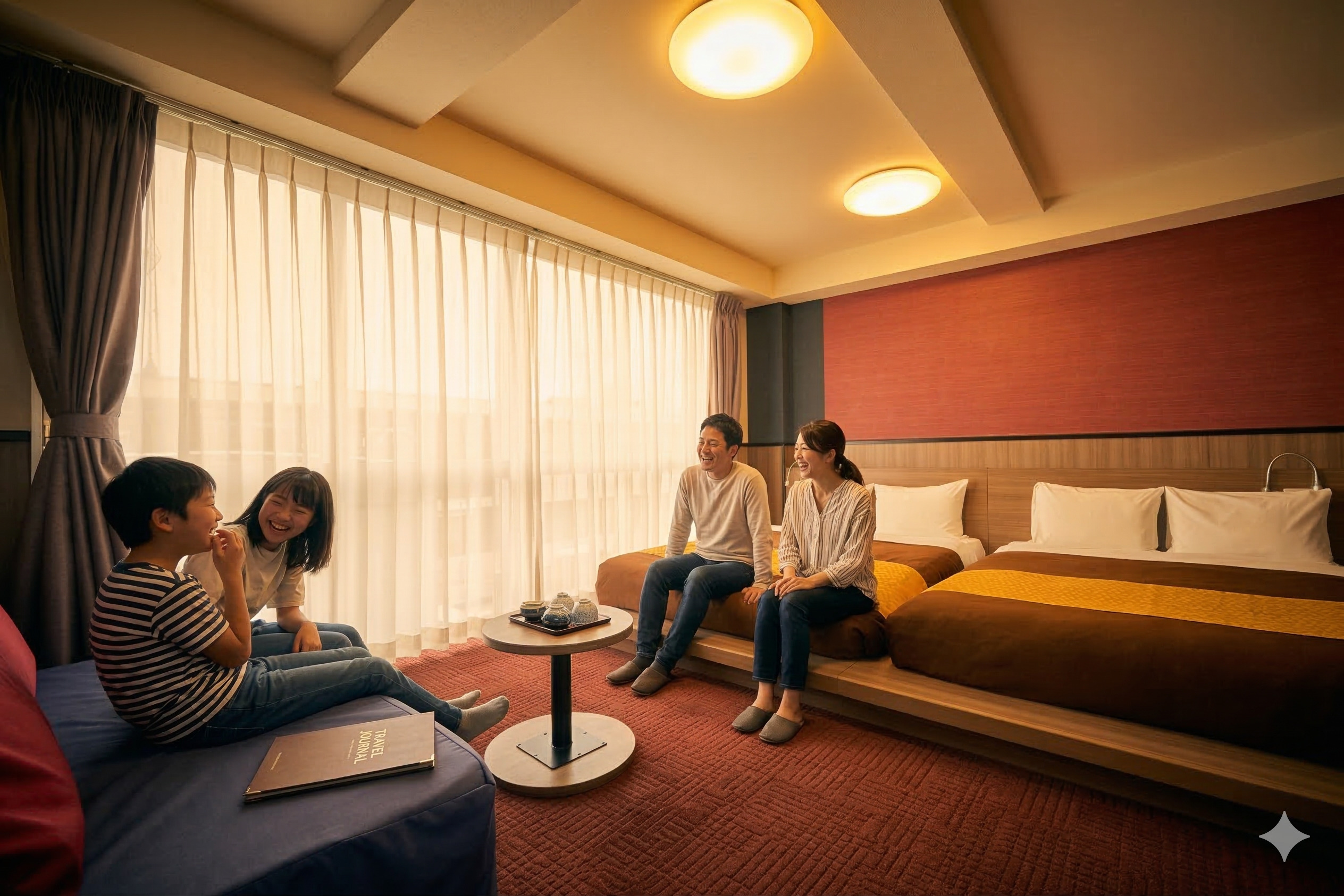 デラックスツインのご利用イメージ。最上階に位置しているため、見晴らしもよくなっております。