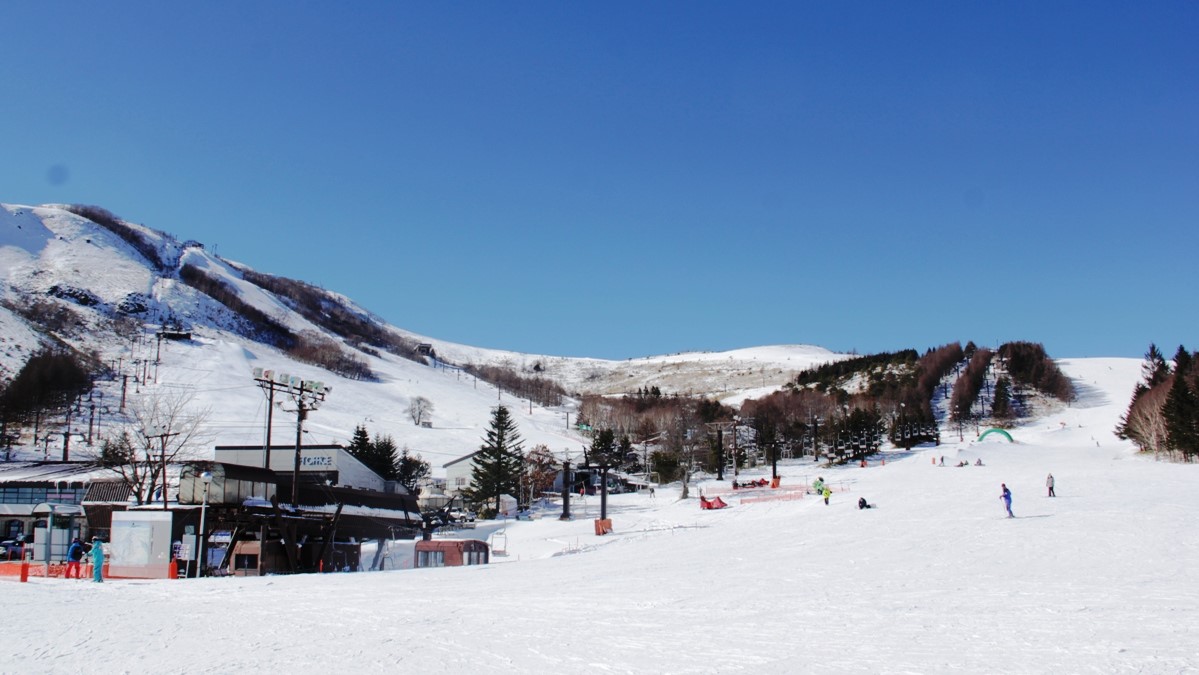 ★車山高原スキー場。高い晴天率とさらっさらのパウダースノー、ワイドなゲレンデが人気です。