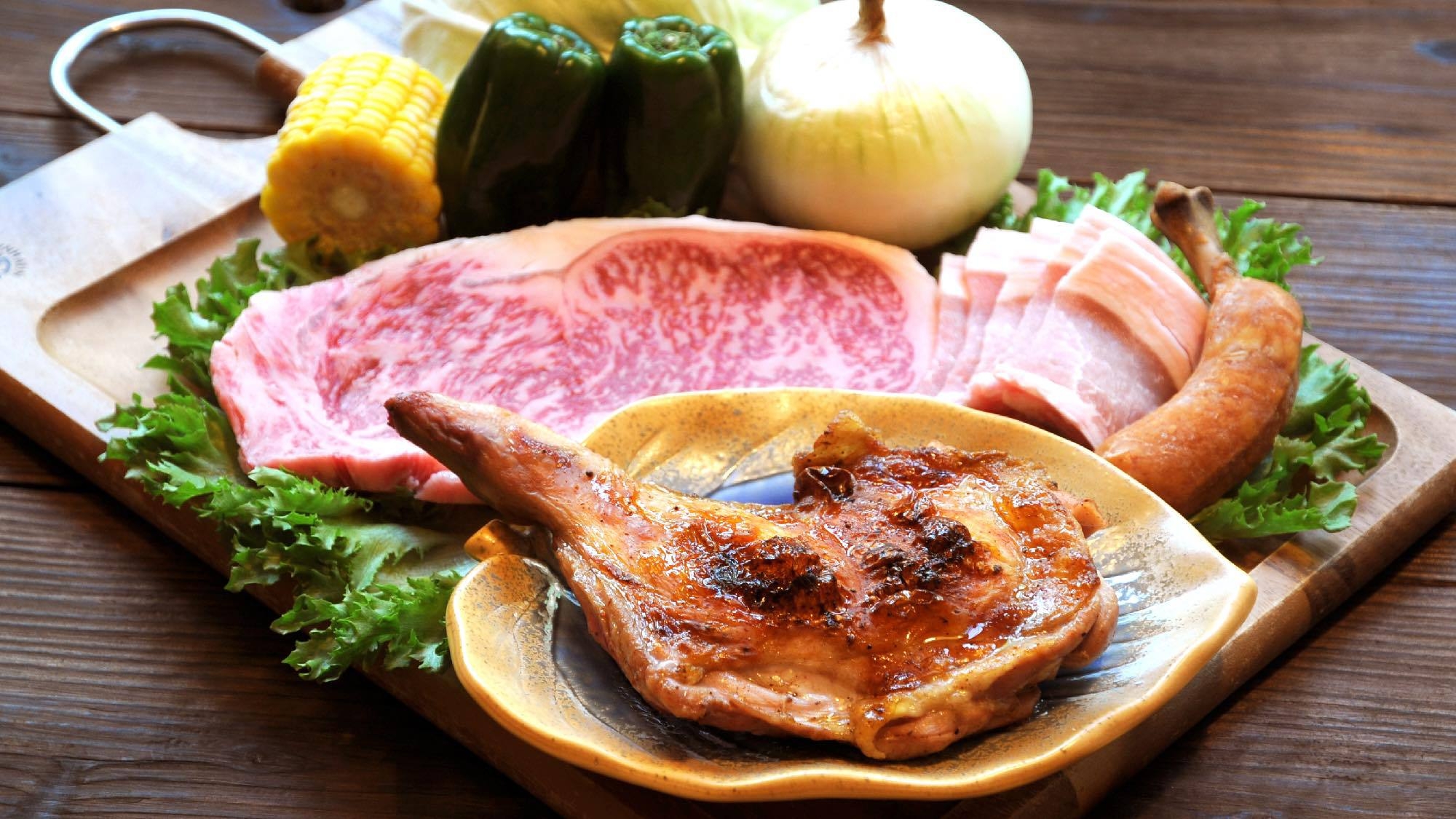 【山のプレミアム山賊BBQコース】ワイルド＆ボリューム満点！｜旨み凝縮 炭火BBQ｜当館人気プラン
