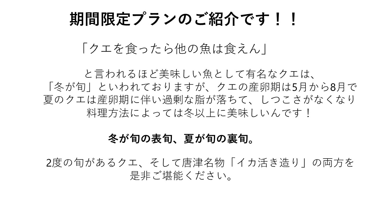 夏あら（クエ）プラン説明２