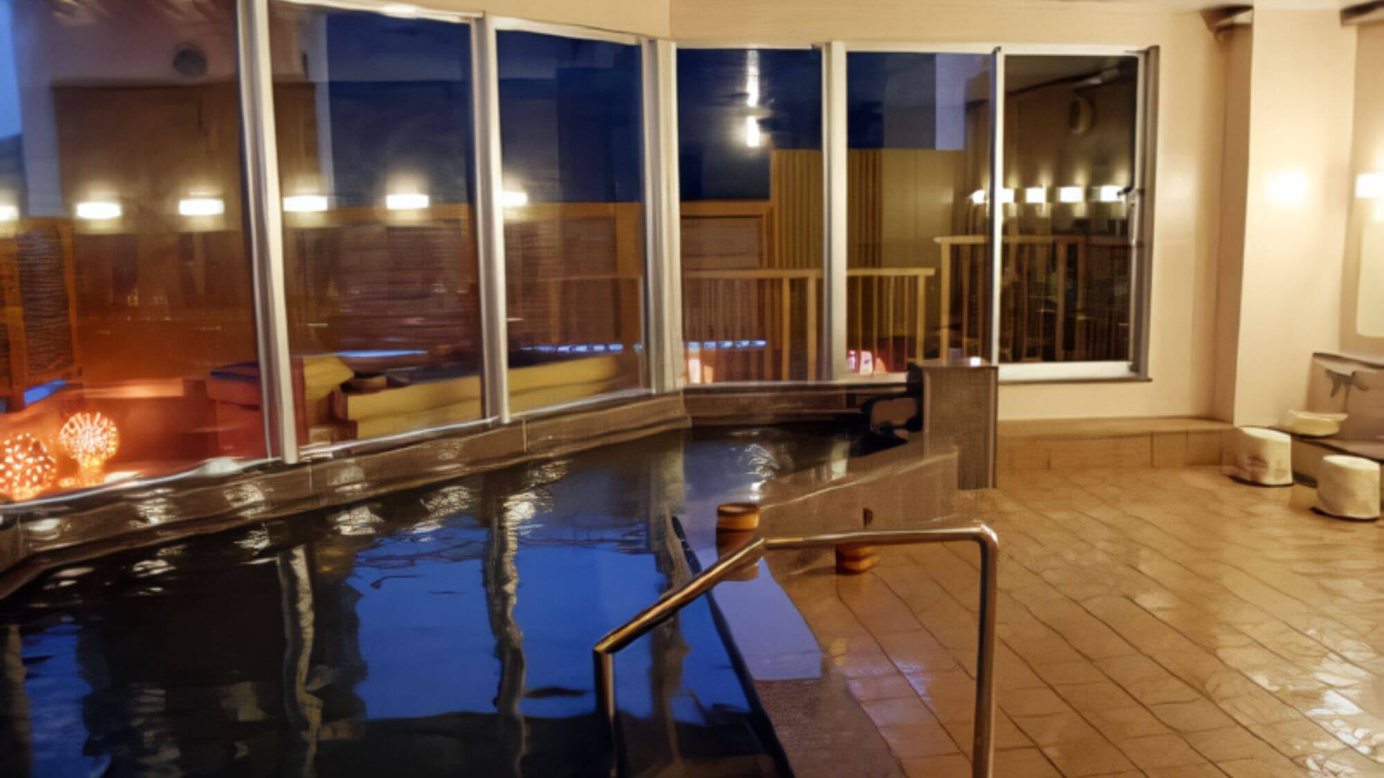 【3F宿泊者専用風呂】混雑を忘れてゆったりと。内湯・露天で、夜の絶景を心ゆくまで