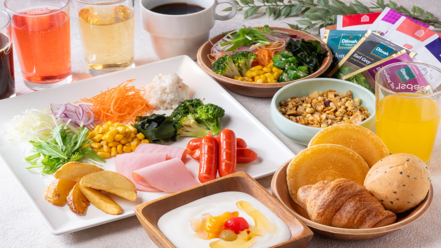 朝食ビュッフェ　盛り付け一例