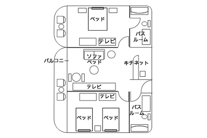 2ベッドルーム スイート 間取り一例