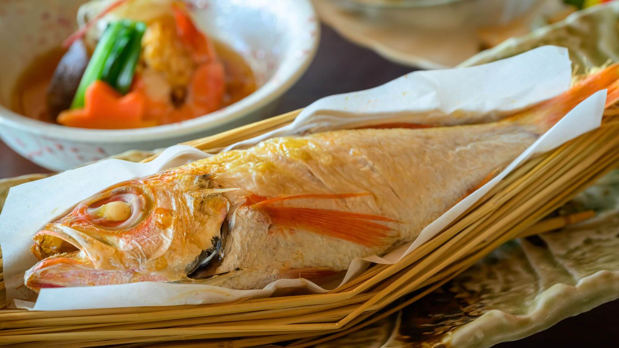 【山海美食の饗宴】のど黒の藁焼き藻塩添え。季節を問わず脂が乗っており絶品です。