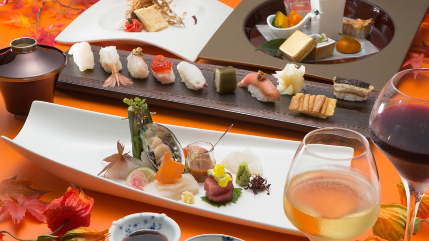 【BlueSeasons：秋のディナーコース一例】青函の旬魚を楽しむスタイリッシュなSUSHI会席