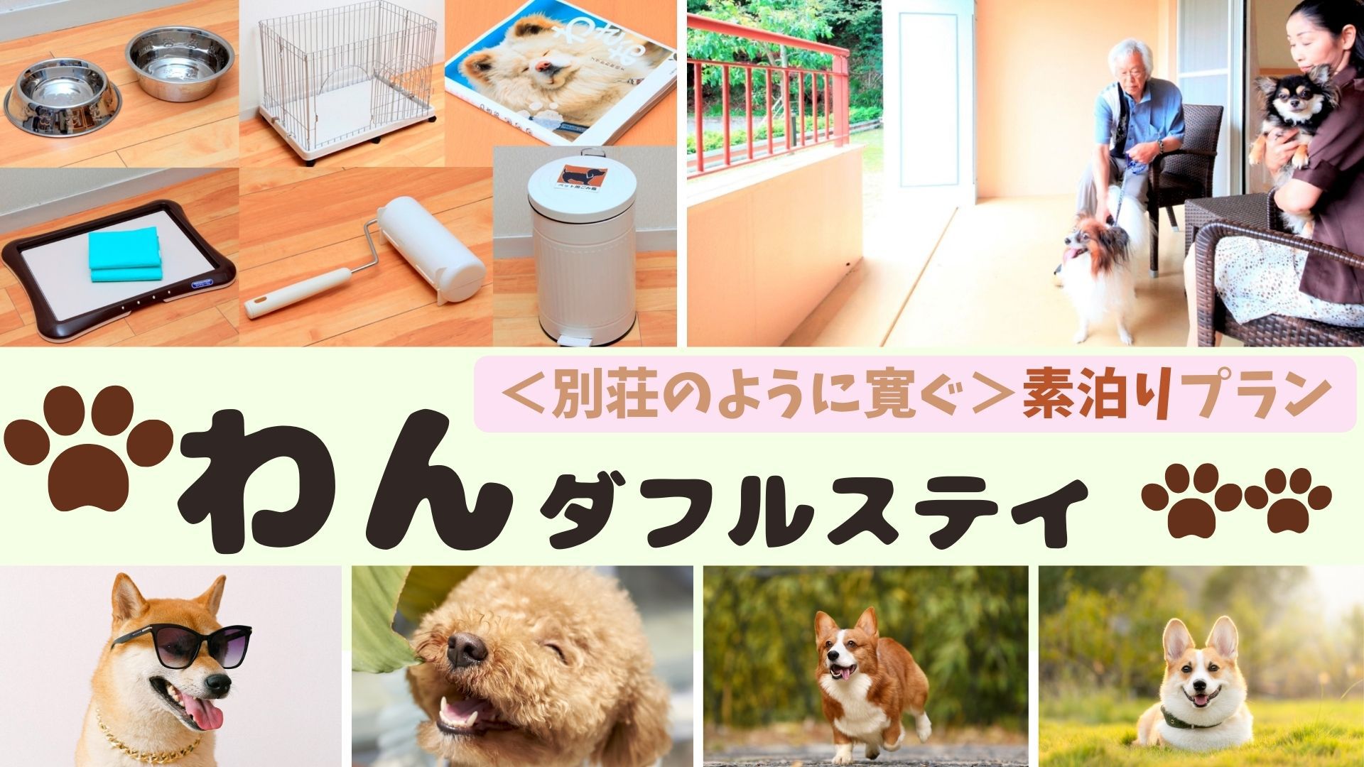 《わんダフルステイ-素泊まり》愛犬と泊まれる専用ルームでストレスフリーな犬旅を♪／ドッグランあり