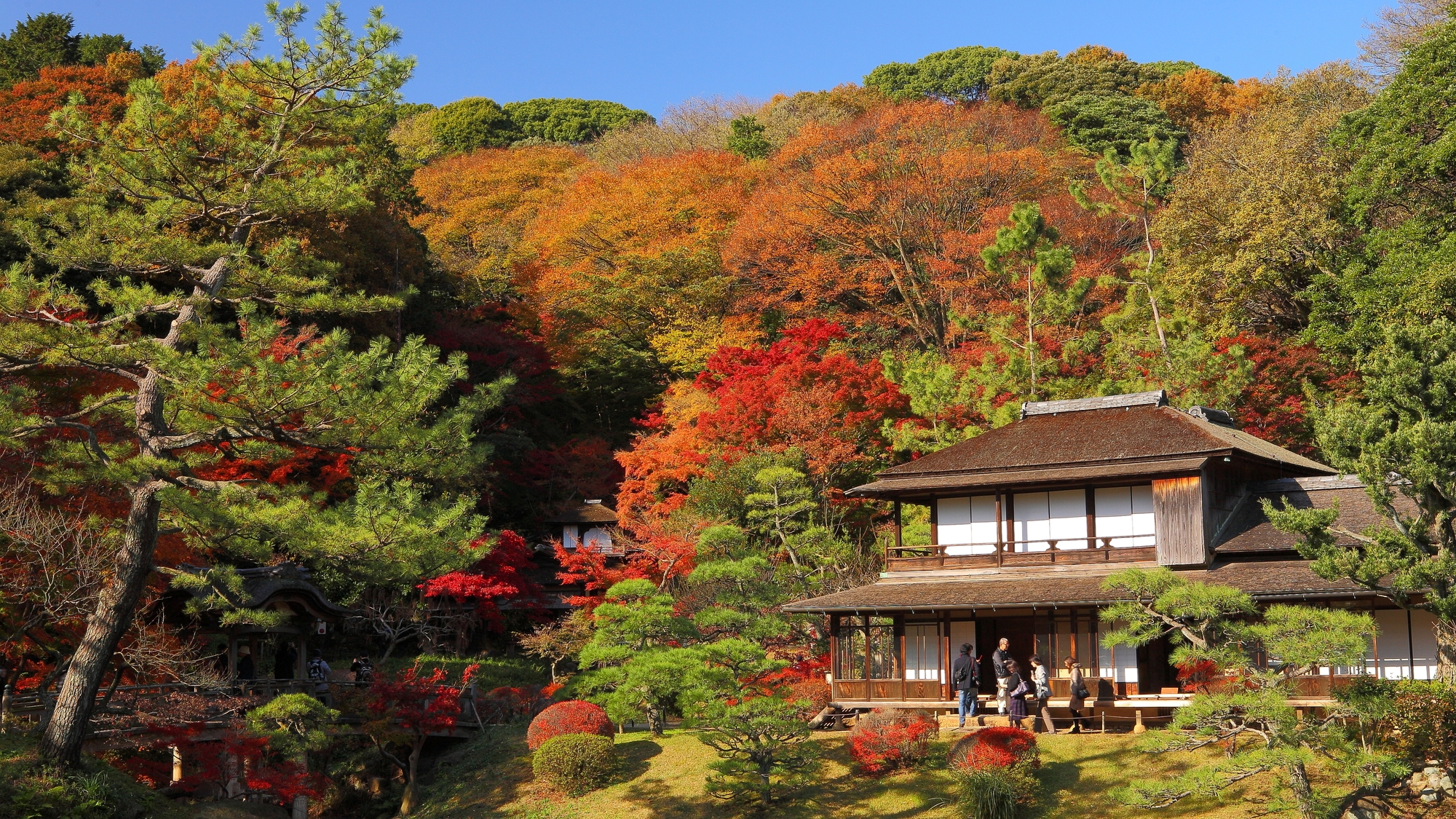 【当館から車で30分】広大な日本庭園に、歴史的建造物が多数移築されている「三溪園」