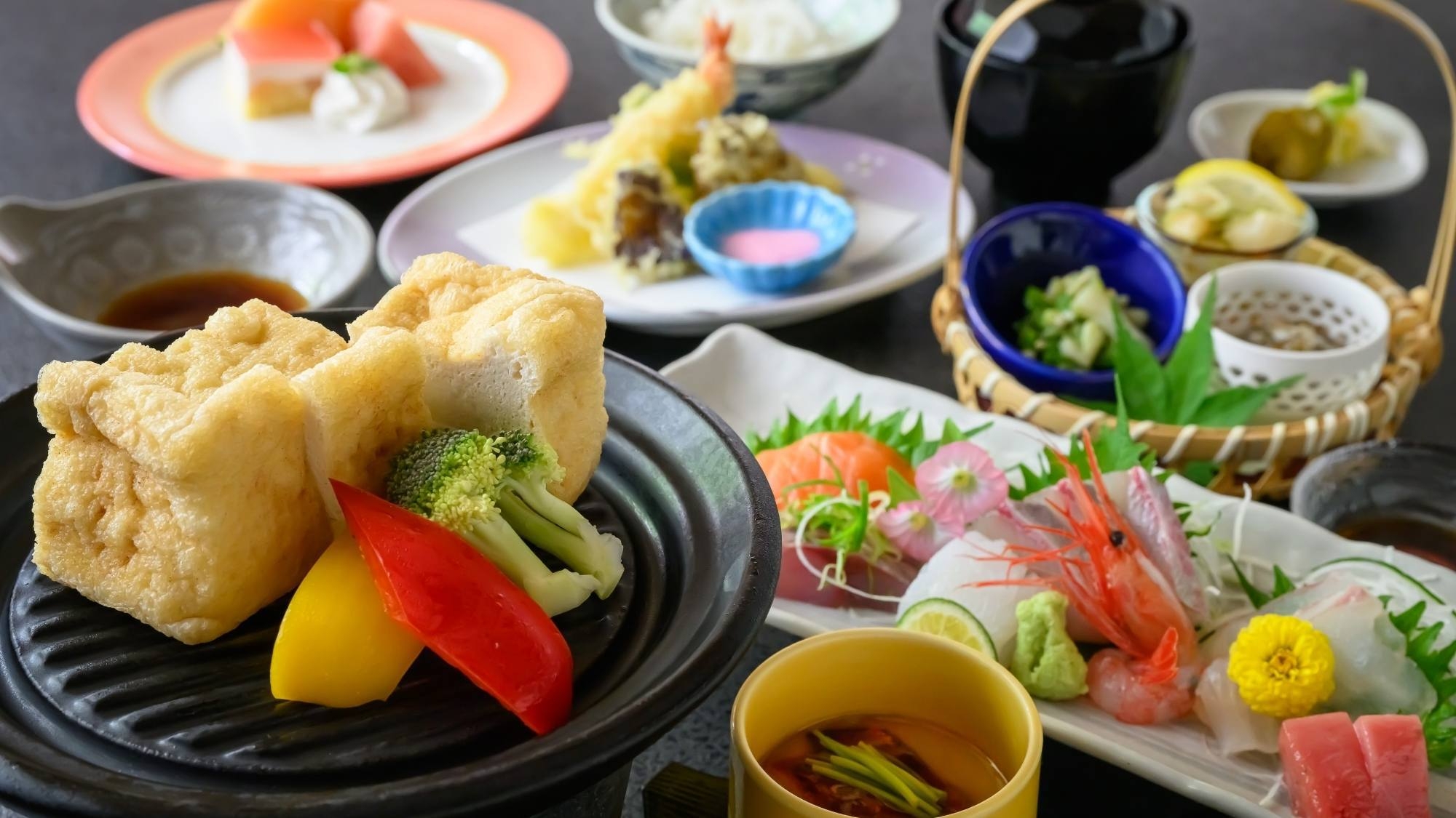 【リーズナブルな夏グルメ】量控えめ〇夏の味覚を味わう＜夏のみどり＞お造り7種と名物織田豆腐を堪能♪