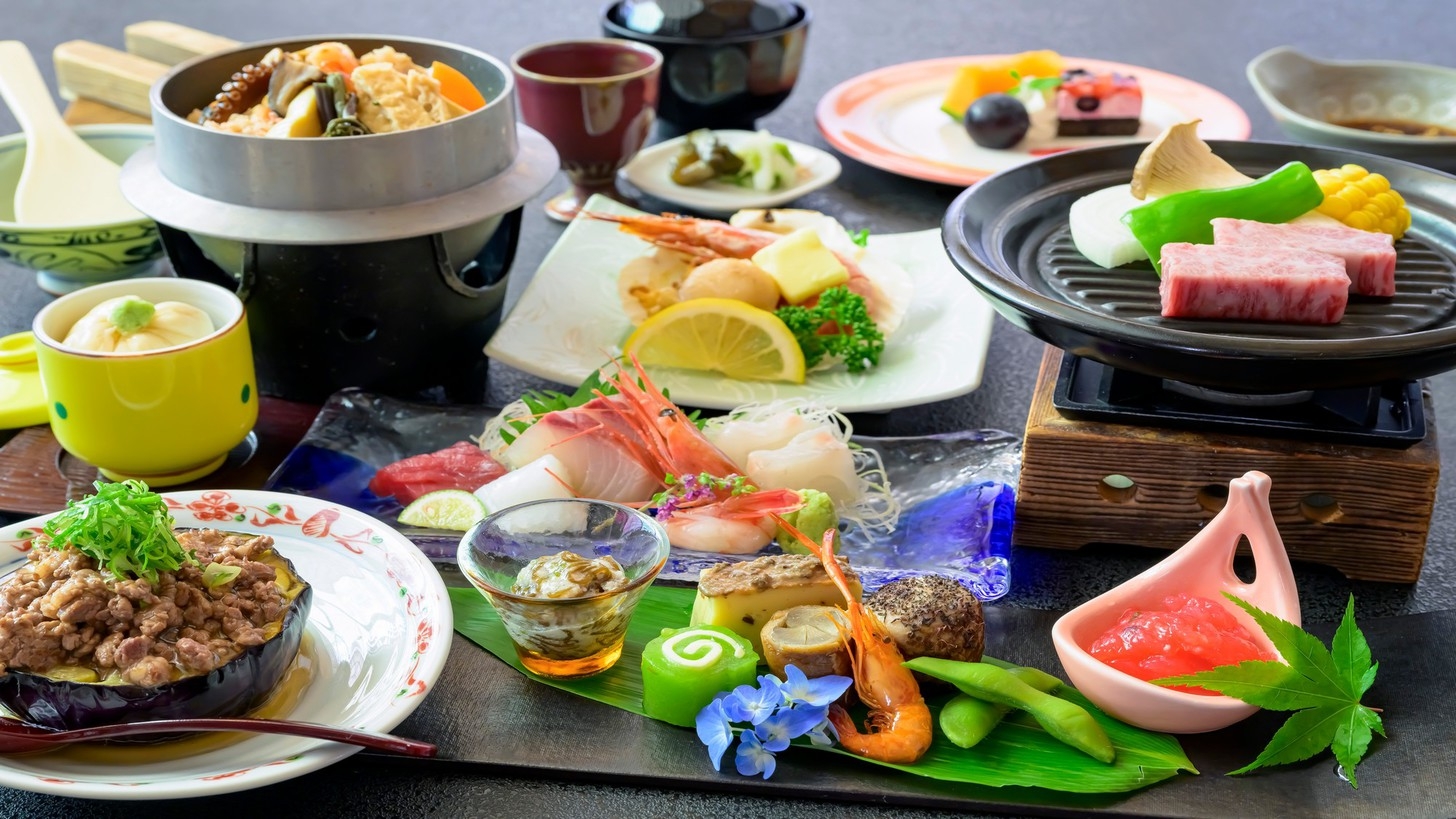 【一番人気Wメイン】夏の香り漂う♪海鮮五目釜飯・若狭牛ロース陶板焼・海鮮バター焼きも〇夏の水仙