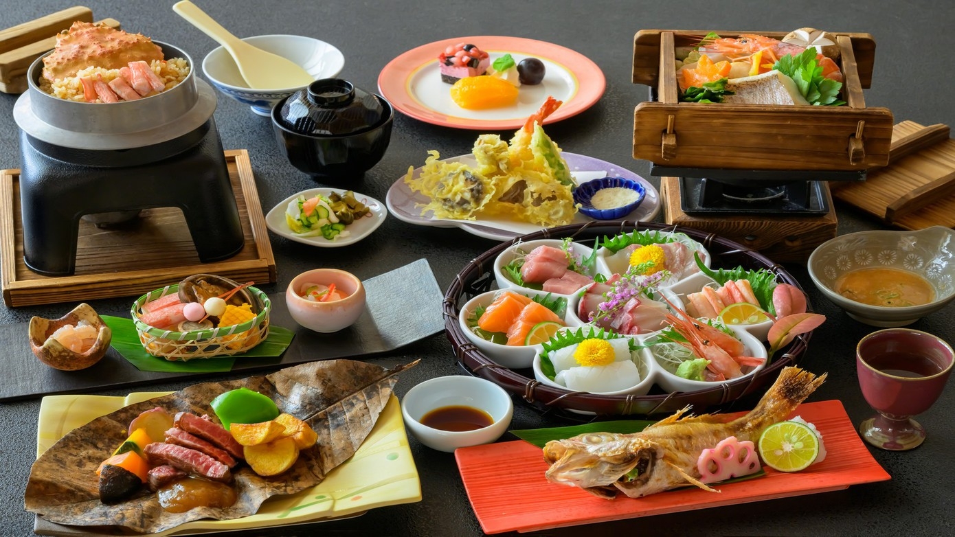 【冬の贅沢会席〇旬彩】せいこ蟹釜飯・若狭牛ステーキ・のどぐろ姿焼き・海鮮せいろ！冬の厳選食材の饗宴！