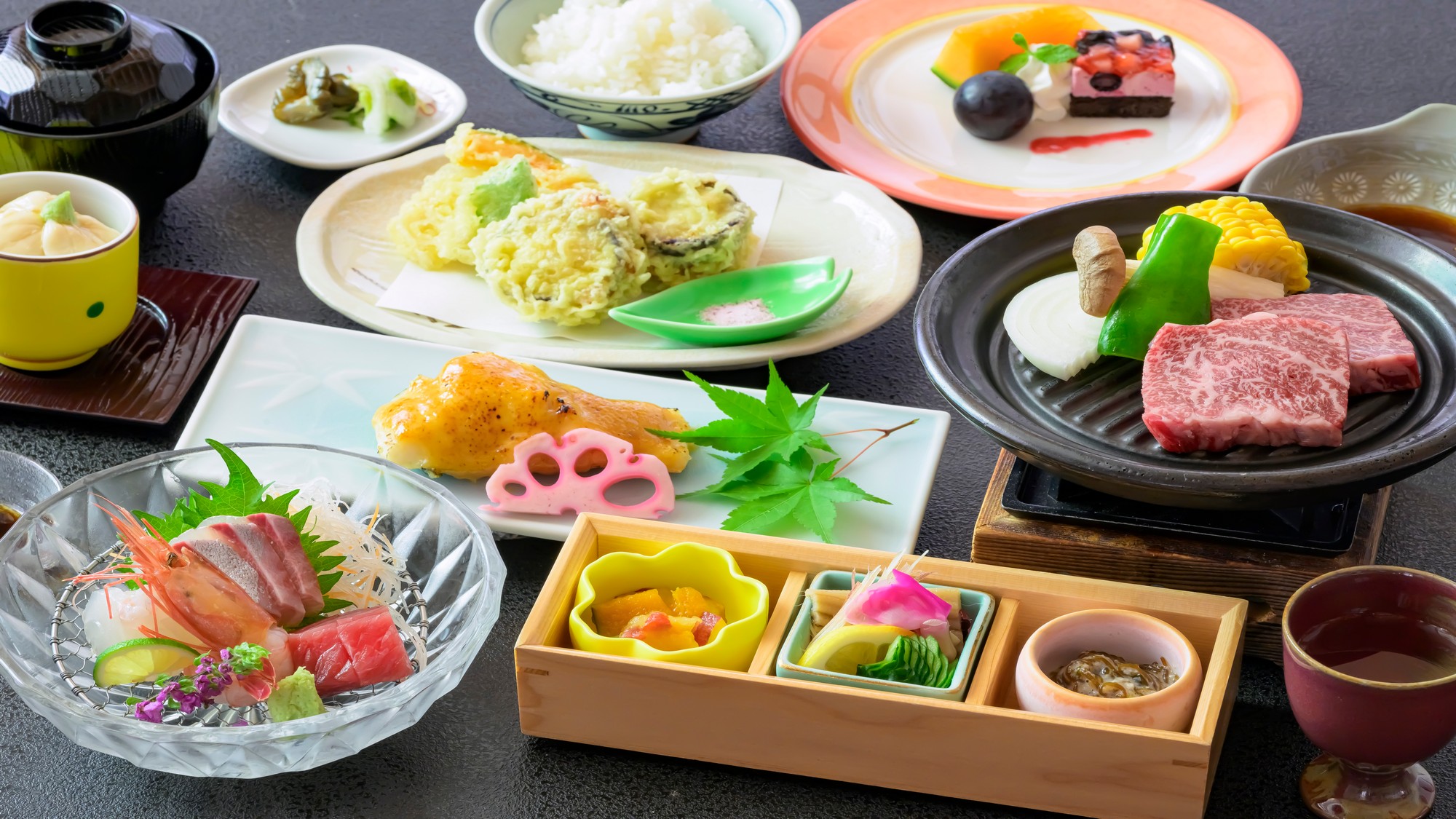 国産牛ロース陶板焼き〇スタンダード会席〇夏の華