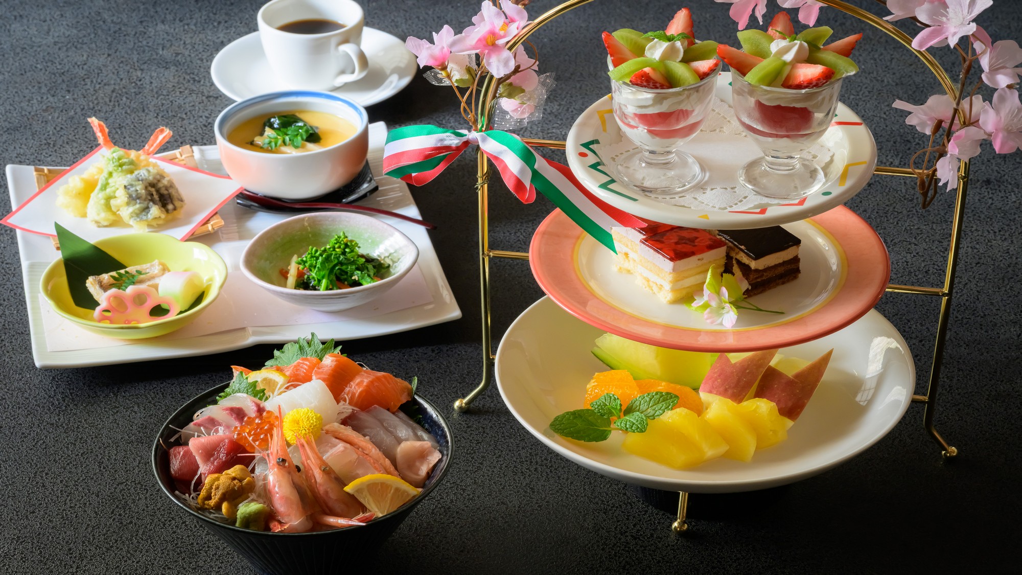 食後には見た目も鮮やか！アフタヌーンティーでご褒美ランチ♪