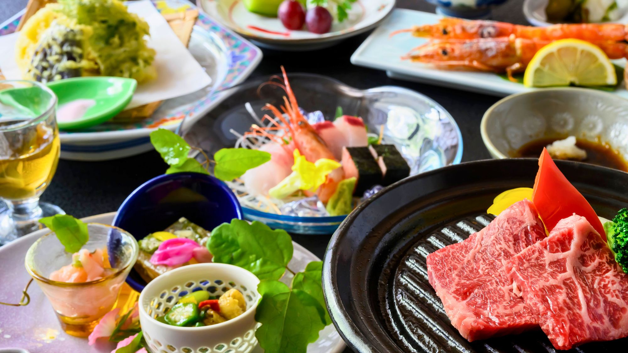 赤海老塩焼きに牛カルビ陶板焼き♪「夏の彩」プラン