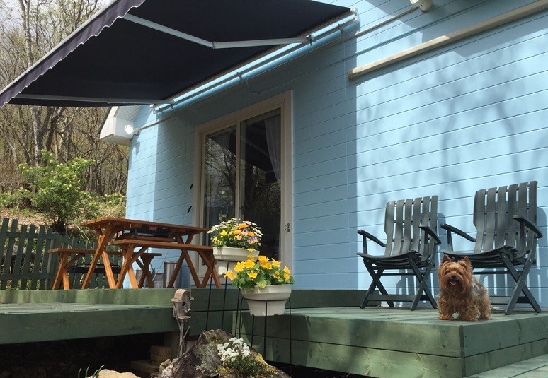 BBQスペースにはテント屋根付き