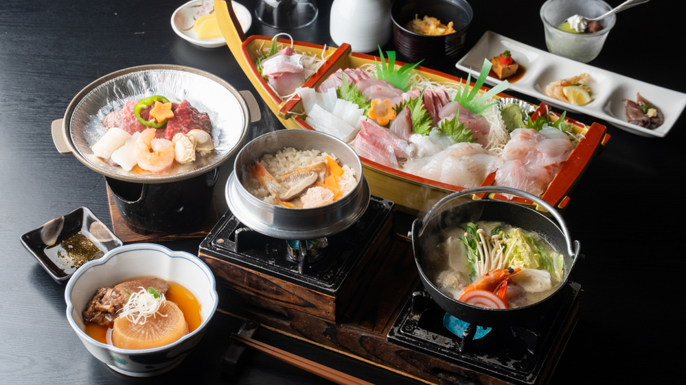 【C大盤振舞コース】グレードアップ！氷見港直送大漁舟盛り付き！欲張りに氷見の海鮮を満喫♪