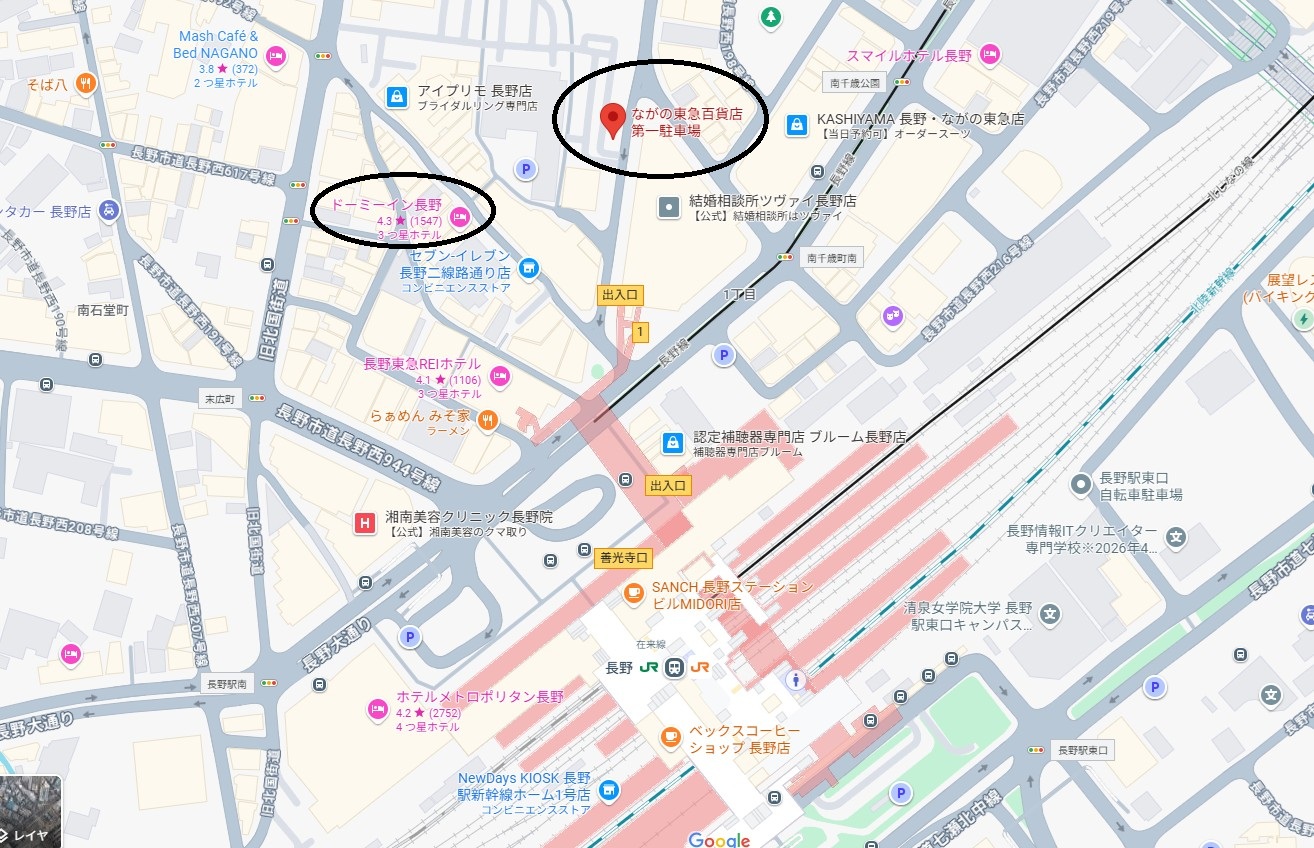 提携先駐車場『長野東急百貨店　第一駐車場』