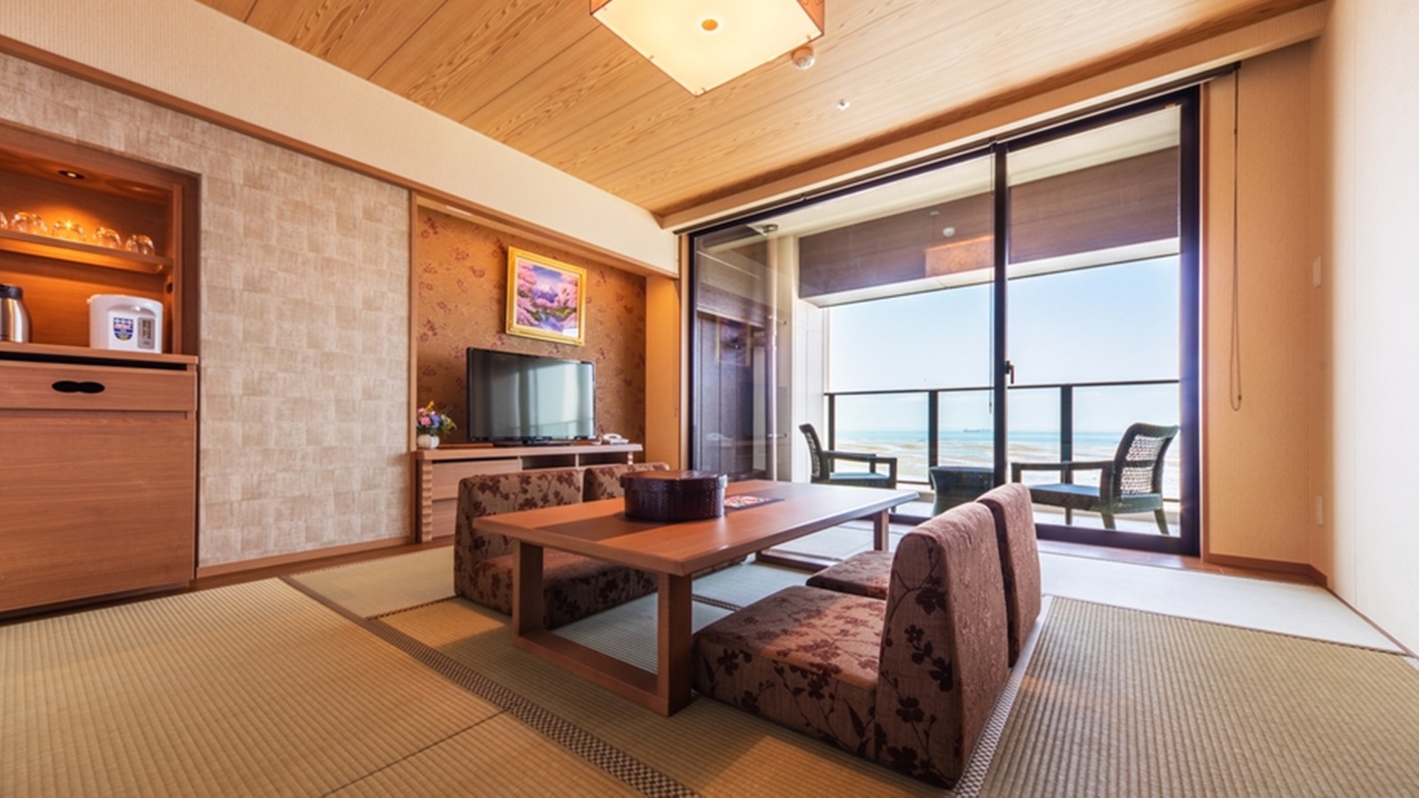 【特別室】和洋室(半露天風呂+8畳+ツイン)富士見会席：海側