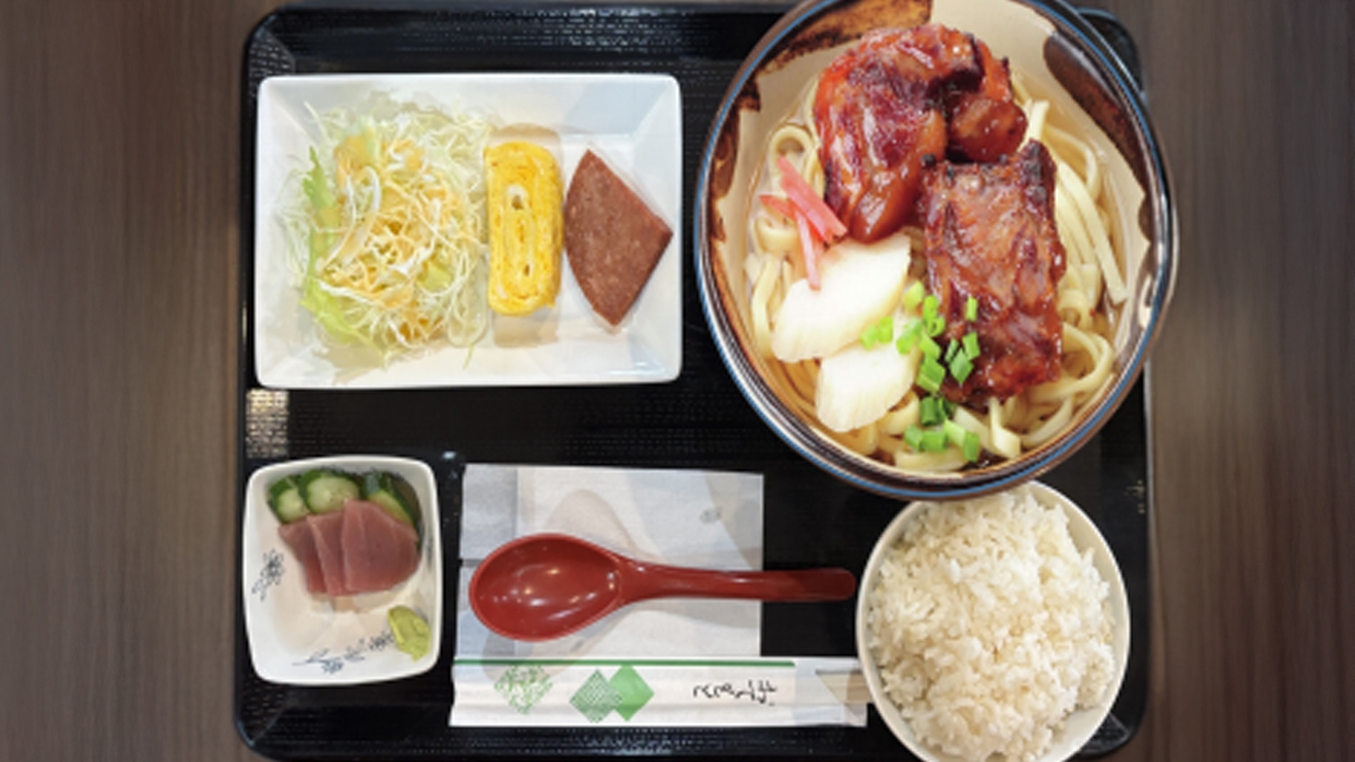 【夕朝食付】選べるディナー(ステーキセット/Aランチ/各種チャンプルー)＋パンバイキング朝食