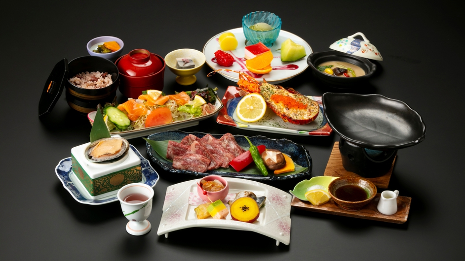 【グレードアップ】贅沢に湯楽里の”極み会席”★ご褒美旅行をしよう♪なんと1ドリンクプレゼント！