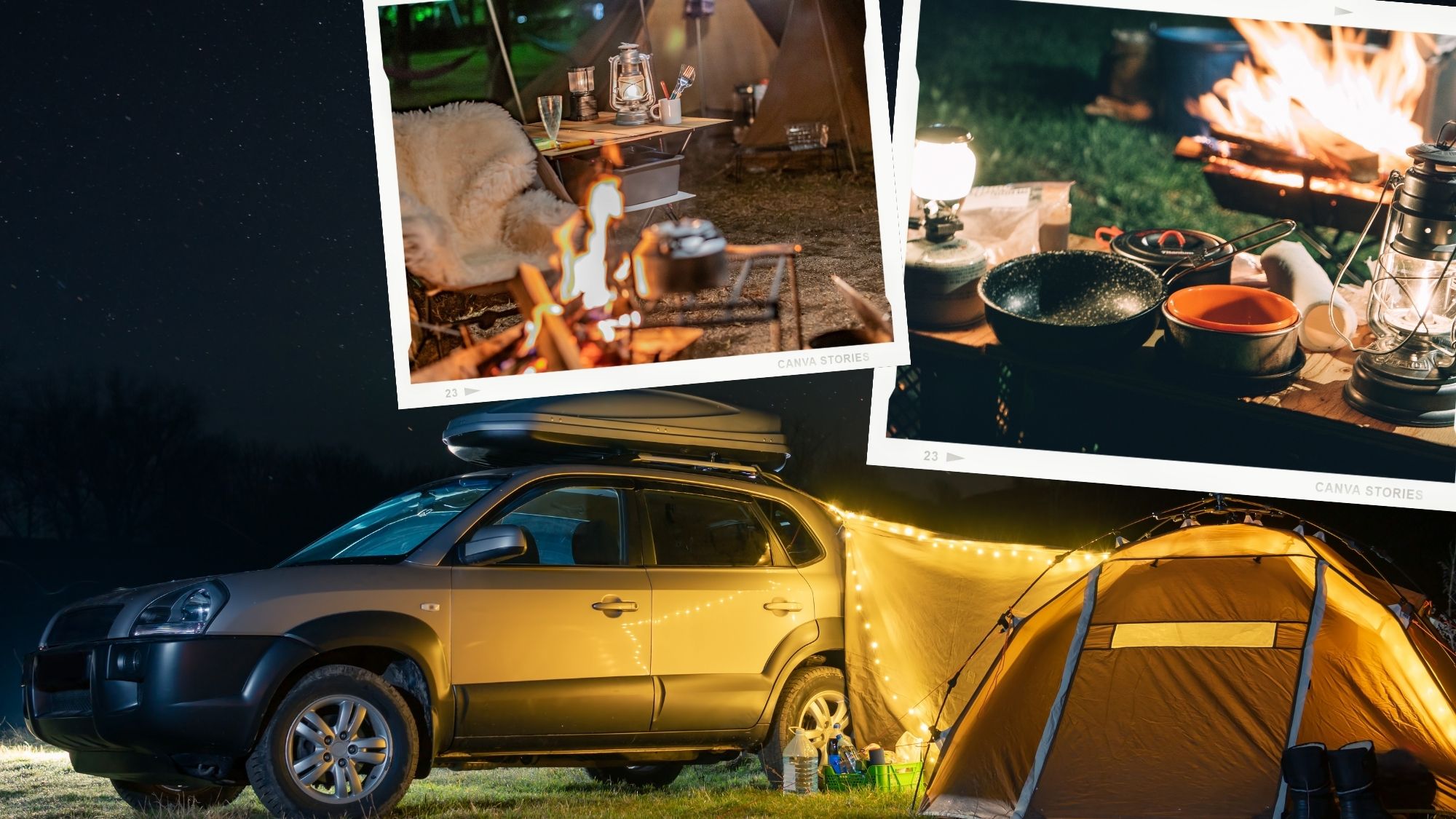 【オートキャンプ場(イメージ)】お車はサイト横まで乗り入れ可能です!