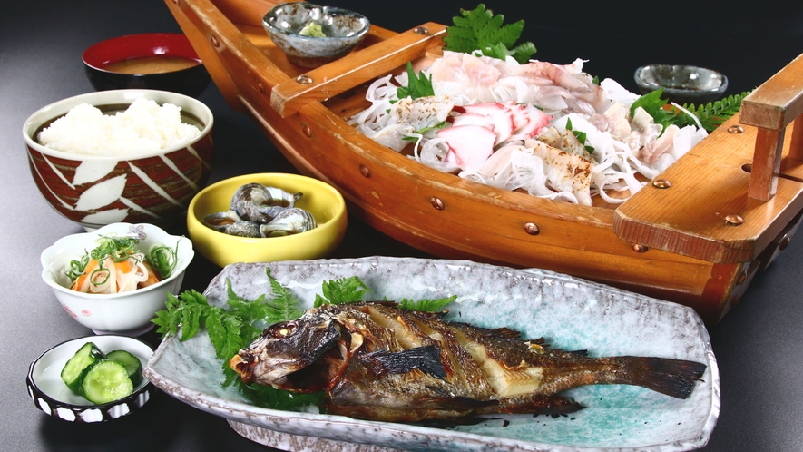 海の幸定食◆お刺し身・焼き魚・季節の貝など