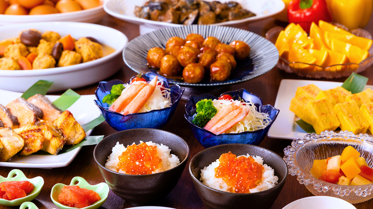 ■清掃無しのＥｃｏ5連泊：朝食付■ほっこり健康朝ごはん！湯めぐり三昧＆バランス満点ビュッフェ 