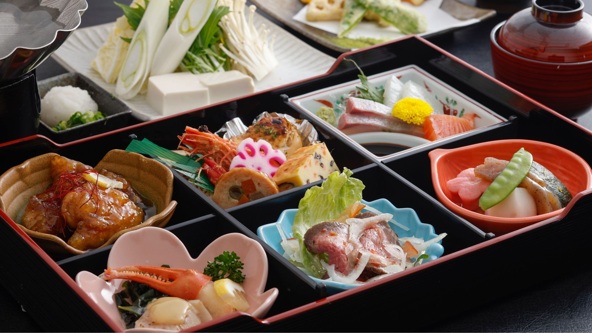 会席膳と但馬牛のしゃぶしゃぶ