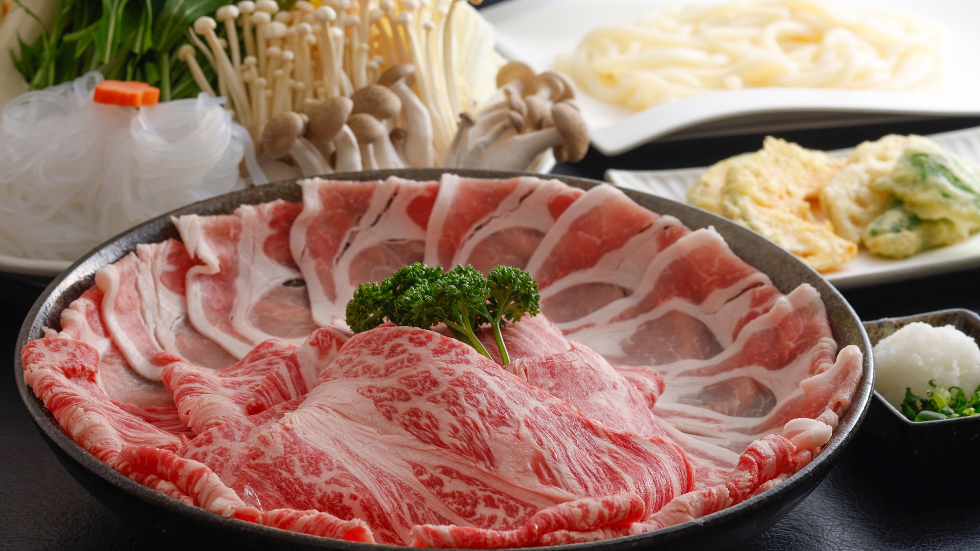 1番人気の八鹿豚＆但馬牛のWしゃぶ