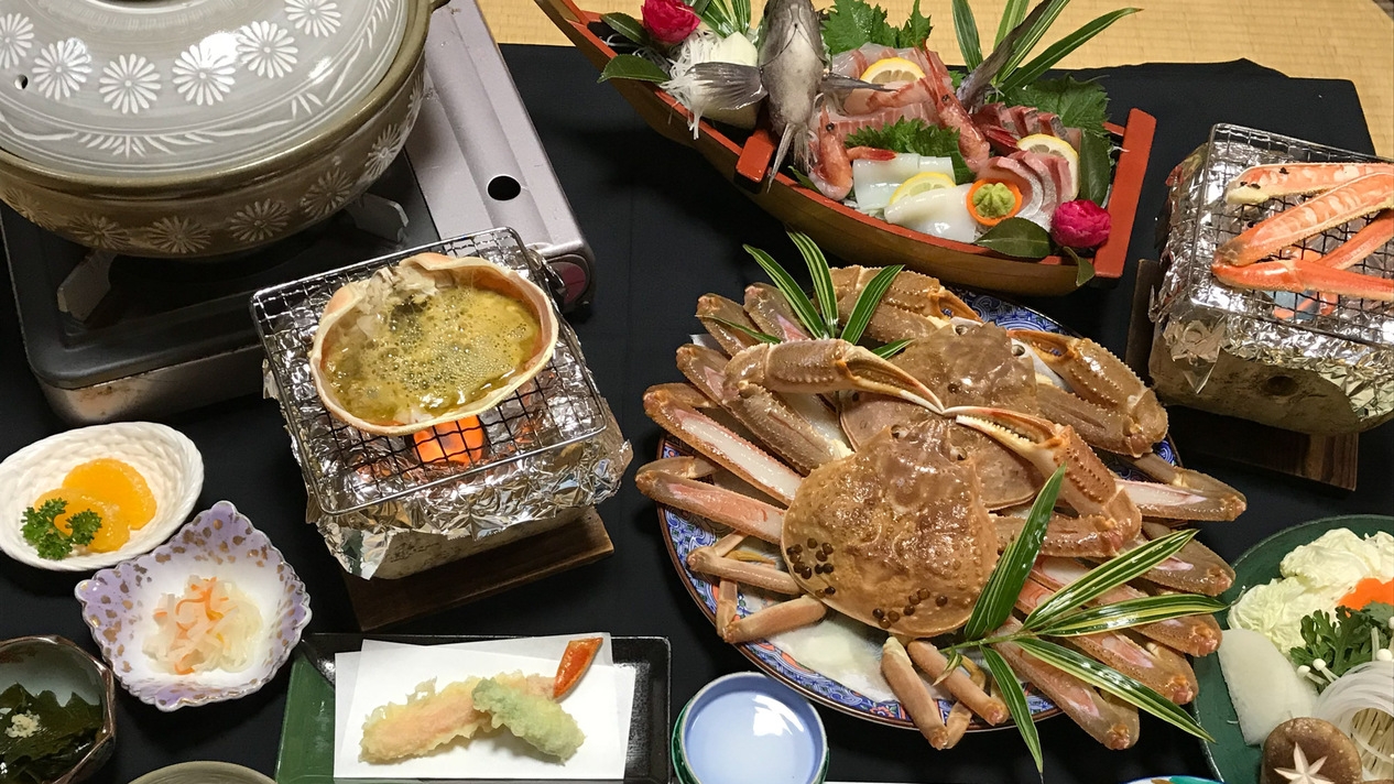 【かにコース】秋冬限定★鮮魚の舟盛付きフルコース！まんぷく間違いなし♪