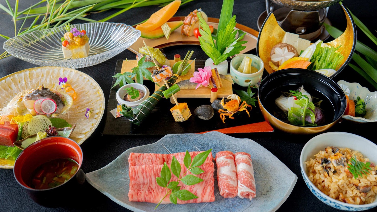 【さき楽90・夕朝食付き】県産和牛と沖縄×北海道の恵みを味わう特選名嘉真会席プラン（D）／大浴場有