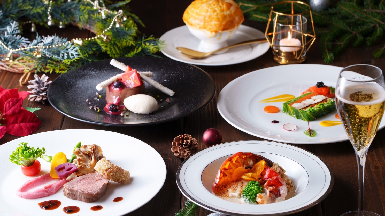 【クリスマス限定】特別な日をライトアップと愉しむクリスマスフレンチディナーコース付